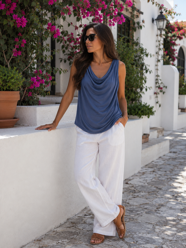 Natalina Cowl Top Navy