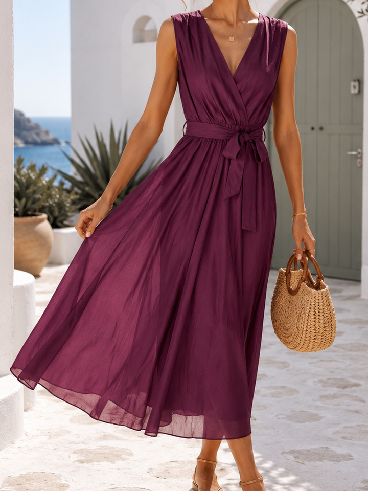 Cosetta Tie Dress Burgundy