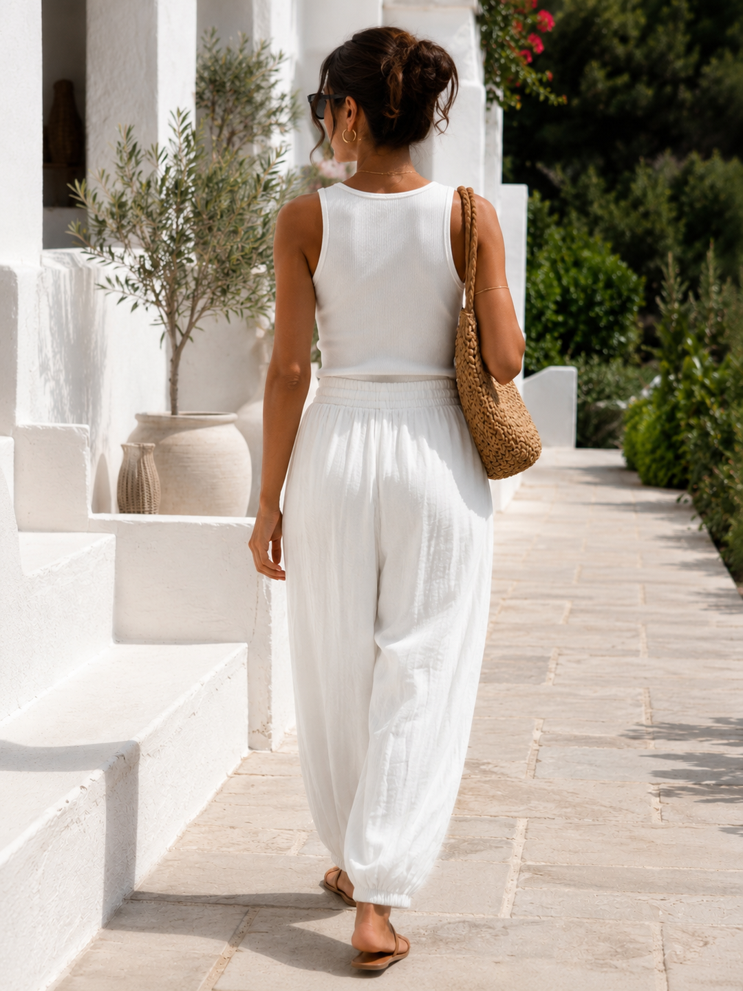 Vittoria Silky Balloon Trousers White