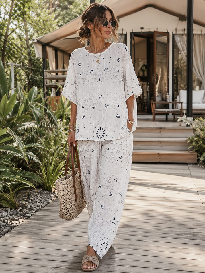 Amelia Bandana Print Co-Ord White
