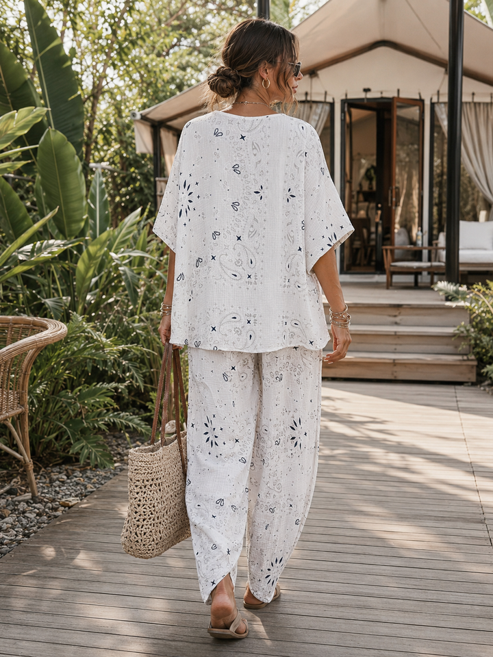 Amelia Bandana Print Co-Ord White