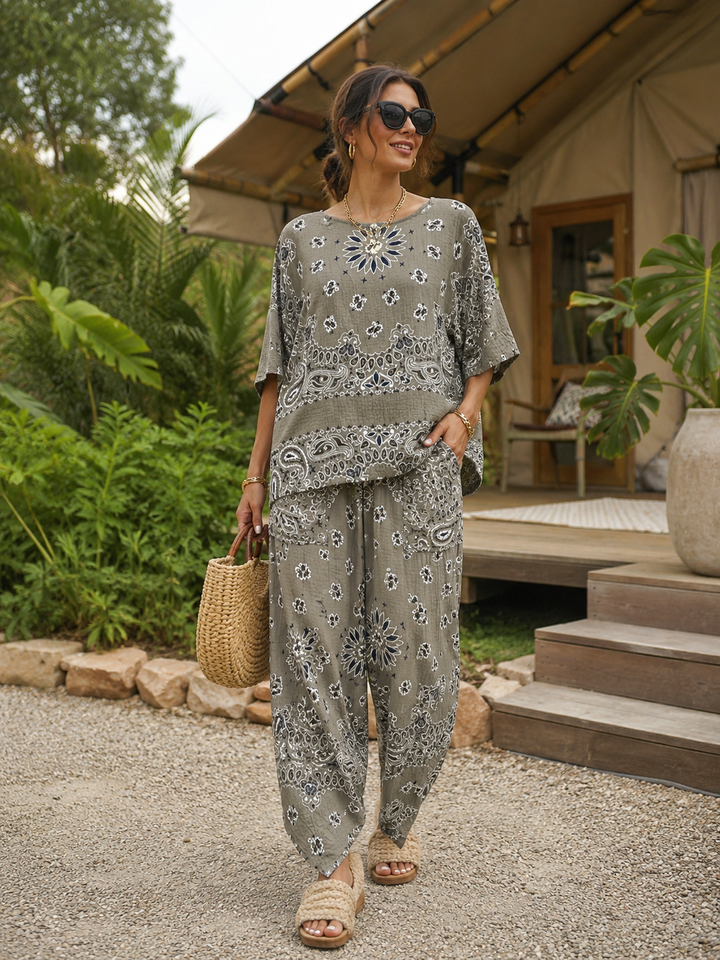 Amelia Bandana Print Co-Ord Mocha