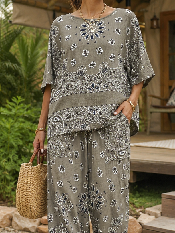 Amelia Bandana Print Co-Ord Mocha