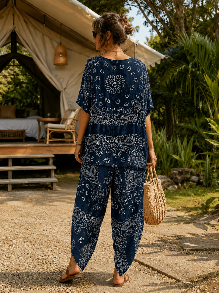 Amelia Bandana Print Co-Ord Navy