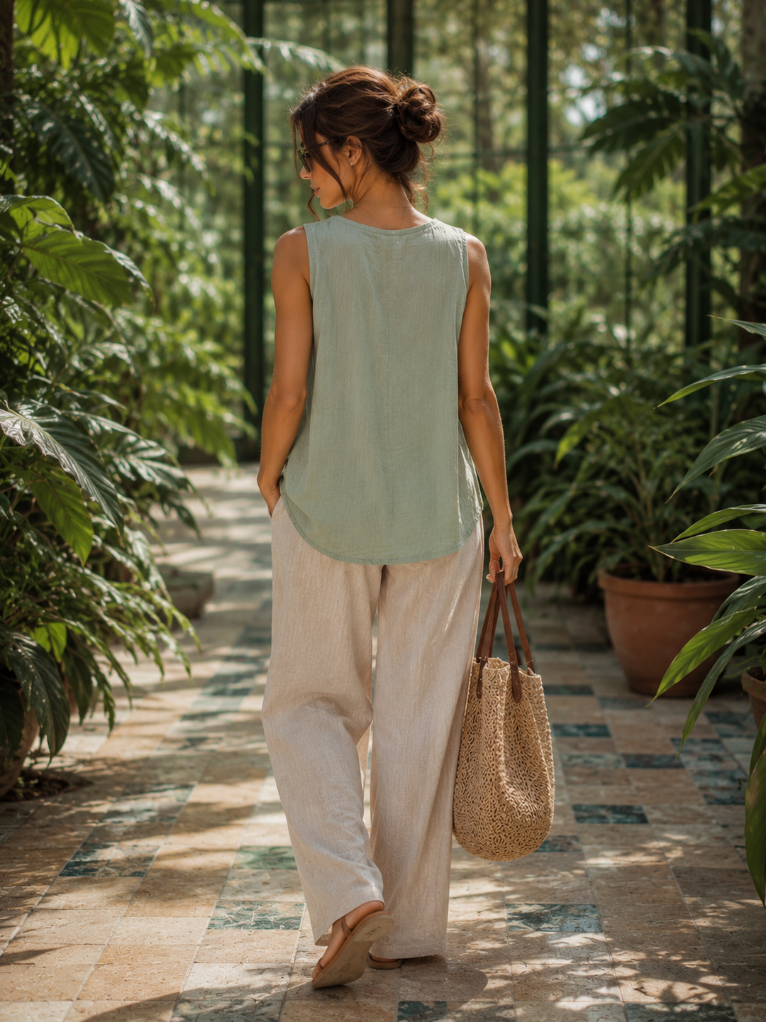 Delia Button Top Khaki