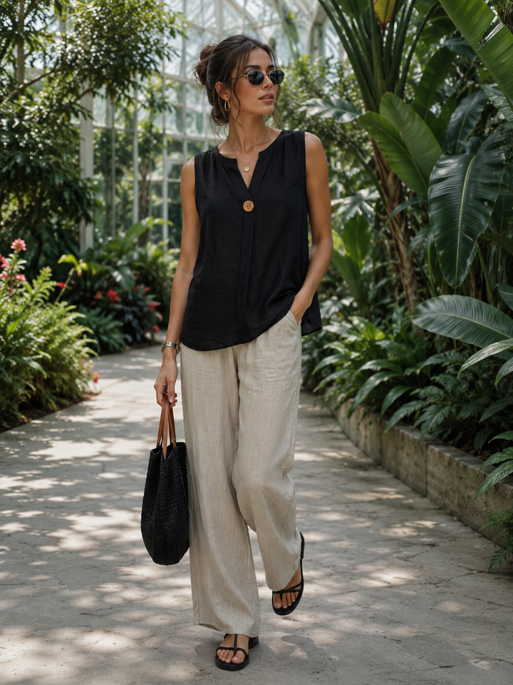 Delia Button Top Black