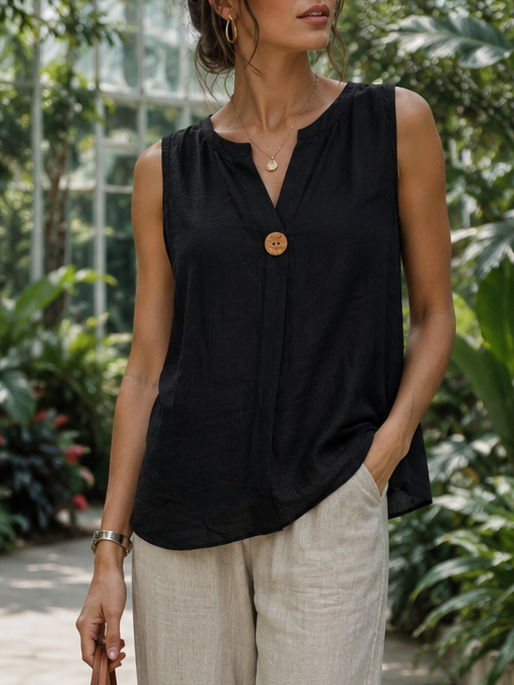 Delia Button Top Black