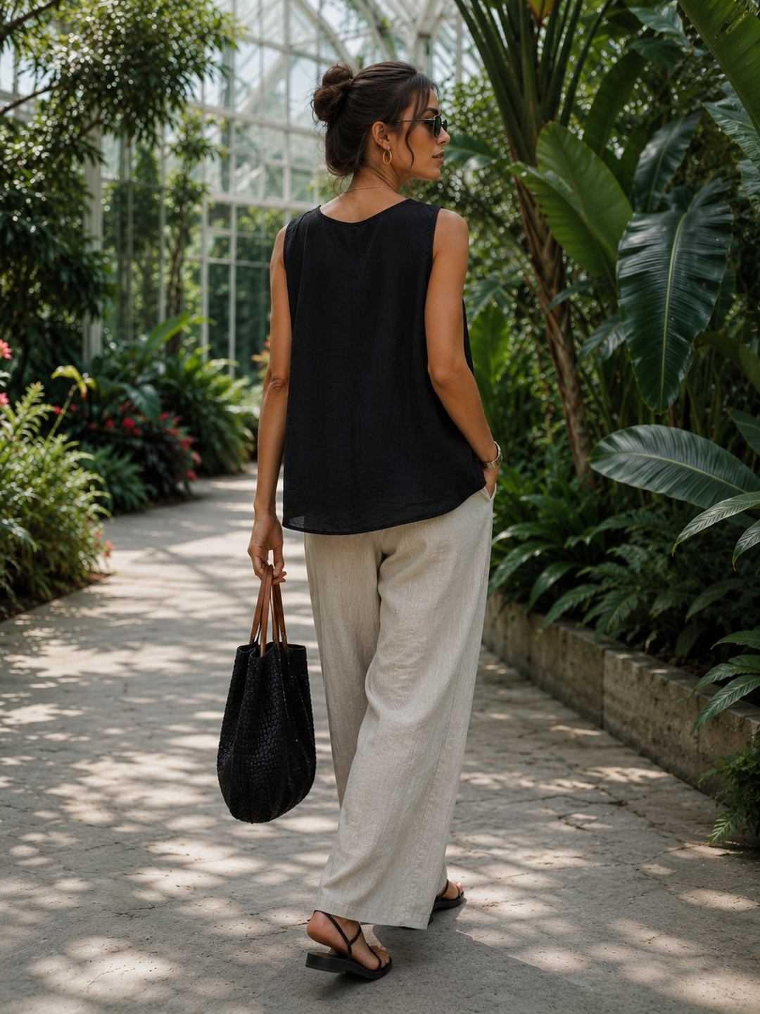 Delia Button Top Black
