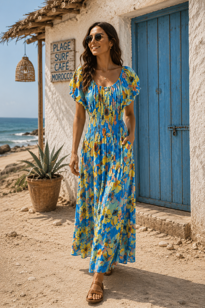 Alondra Floral Maxi Dress Blue
