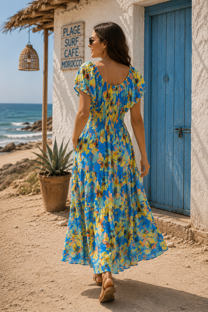 Alondra Floral Maxi Dress Blue