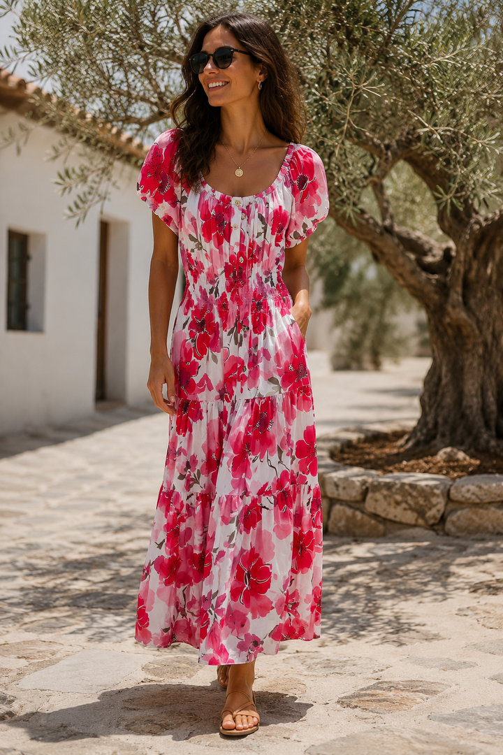 Alondra Floral Maxi Dress Red