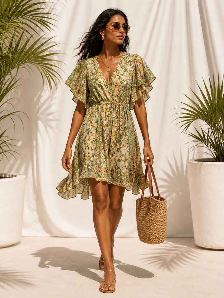 Anaya Boho Mini Dress Bronze