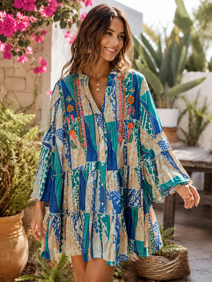 Brianda Embroidered Tunic Aqua