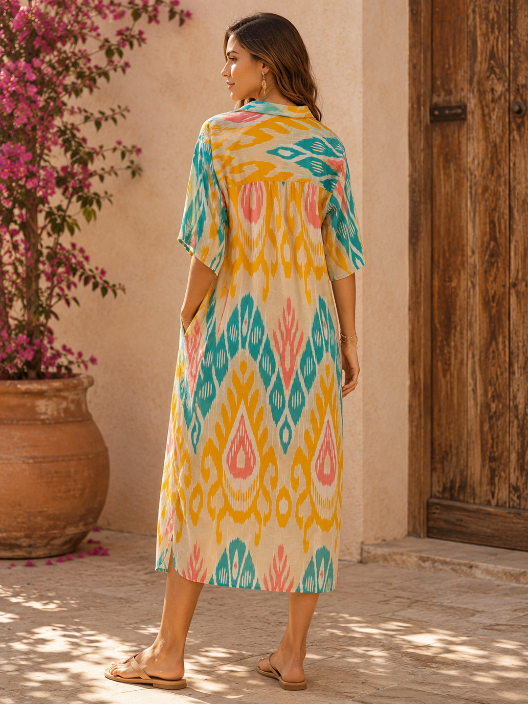 Salma Cotton Tunic Dress Aqua