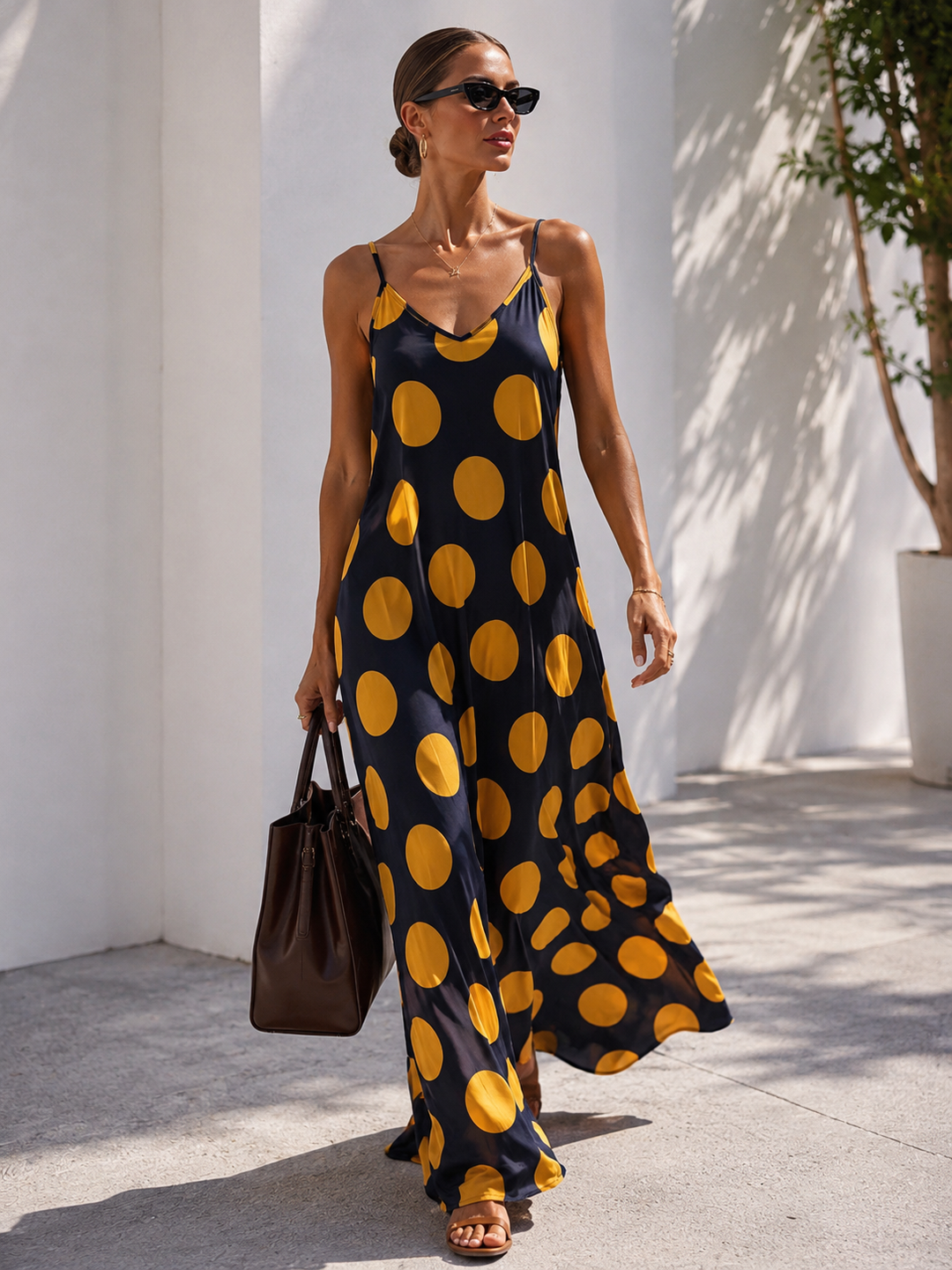 Stefania Polka Dot Dress Navy
