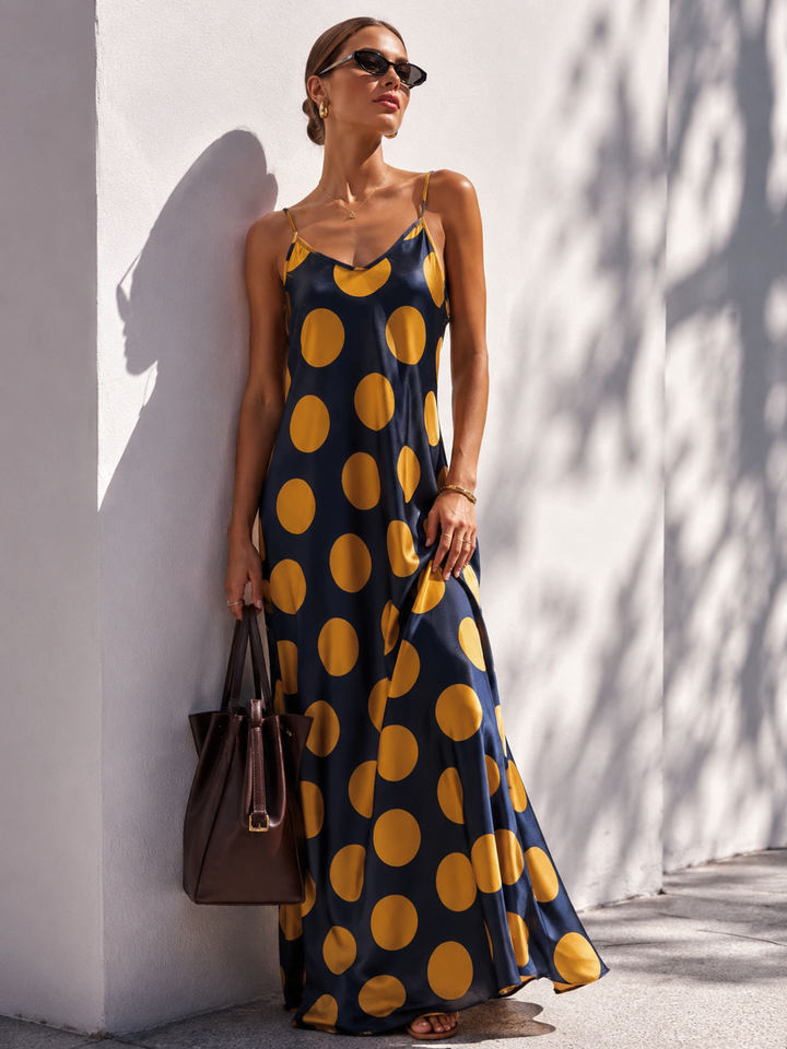 Stefania Polka Dot Dress Navy