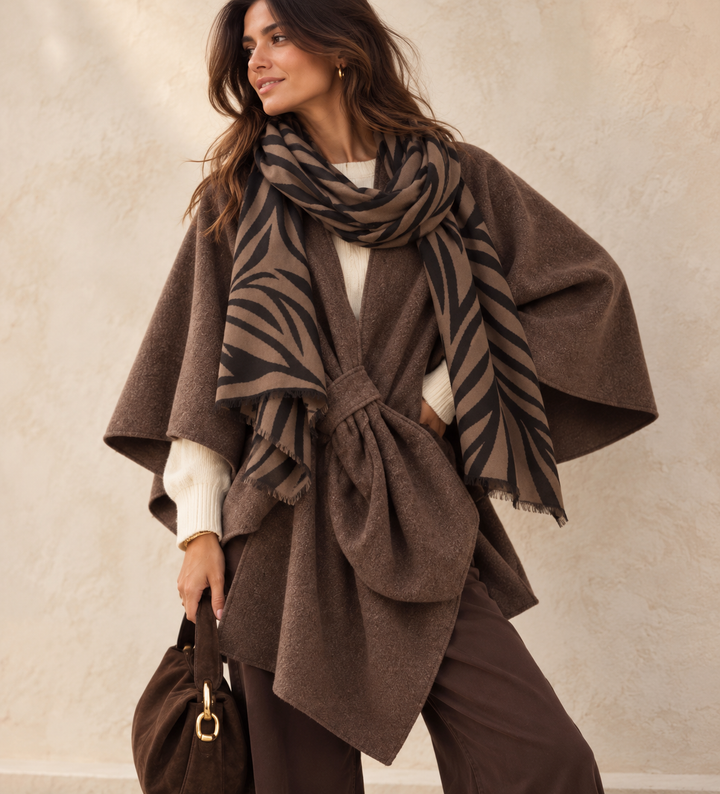 Zina Zebra Print Scarf Chocolate