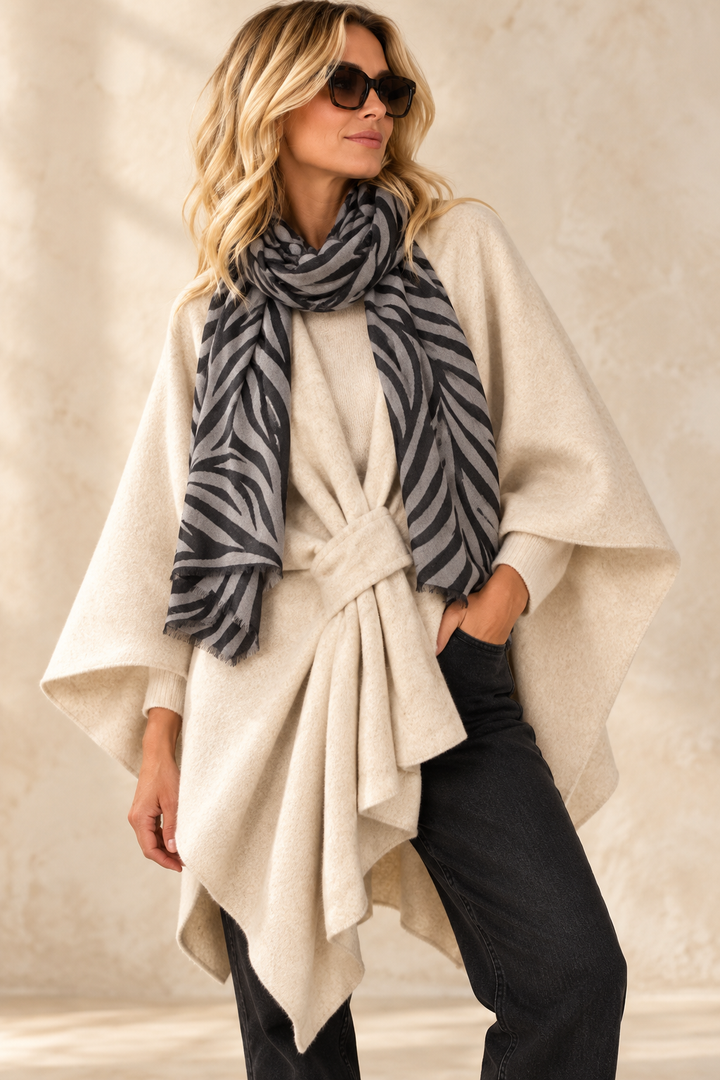 Zina Zebra Print Scarf Grey