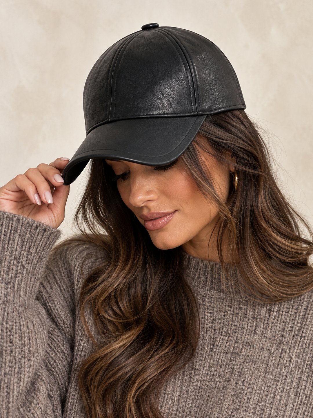Britney Faux Leather Cap Black