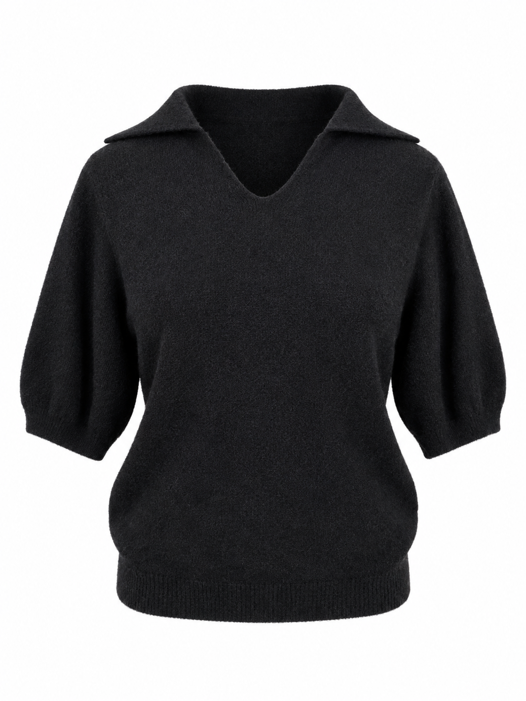 Reya Open Knit Collar Jumper Black