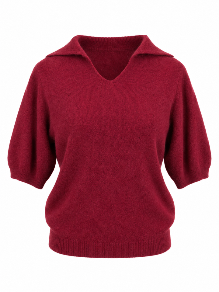 Reya Open Knit Collar Jumper Wine