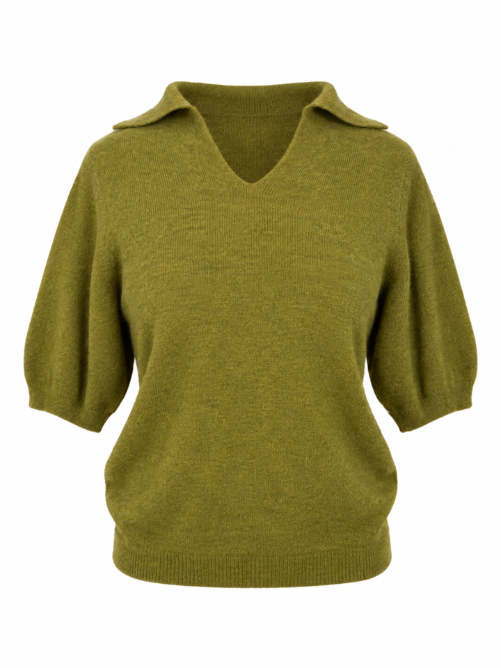 Reya Open Knit Collar Jumper Lime