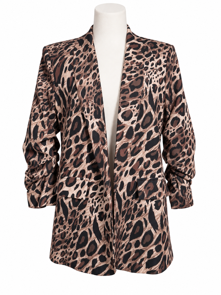Saskia Leopard Print Blazer Mocha