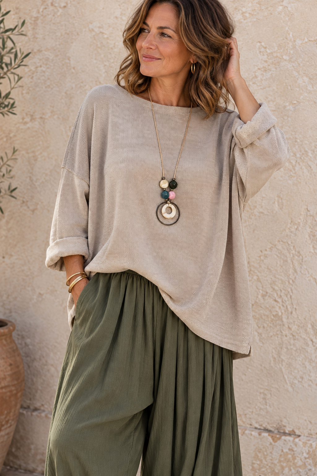 Camila Chenille Top Beige
