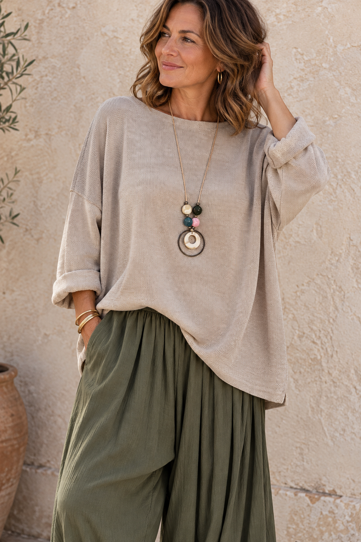 Camila Chenille Top Beige