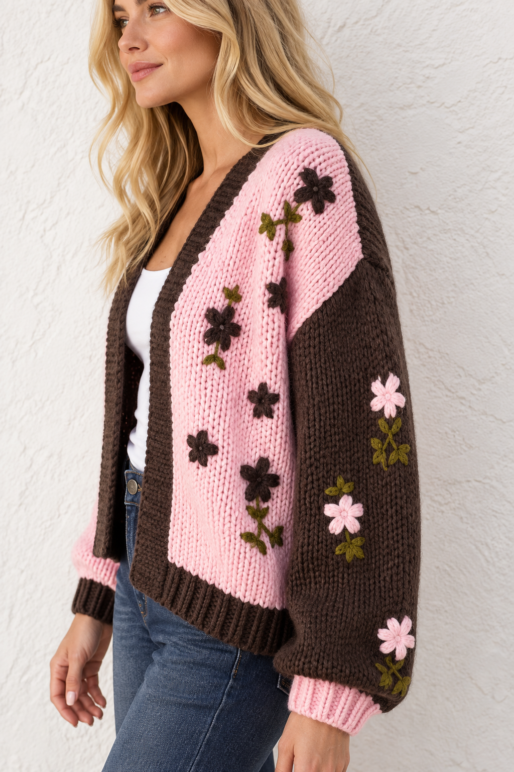 Cherry Blossom Chunky Knit Cardigan