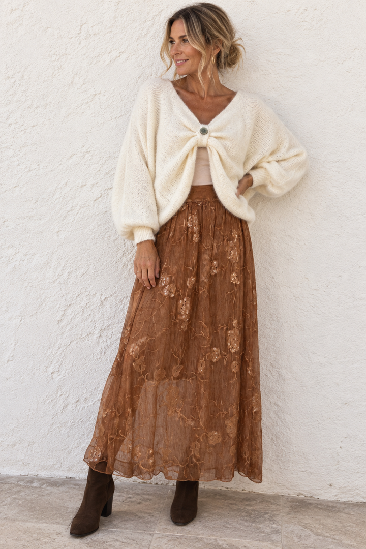 Georgette Sequin Skirt Toffee