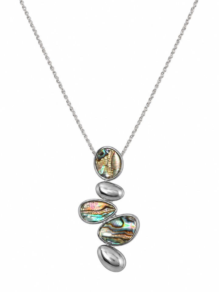 Abstract Abalone Shell Necklace Silver