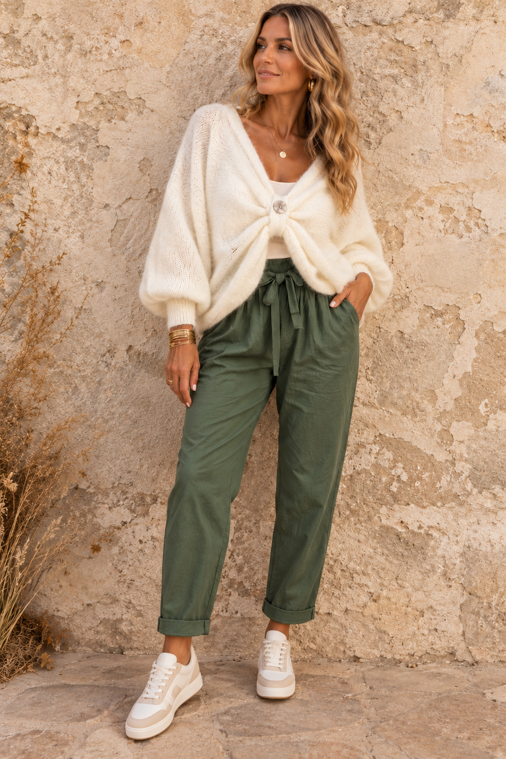 Khaki Plain Magic Pants