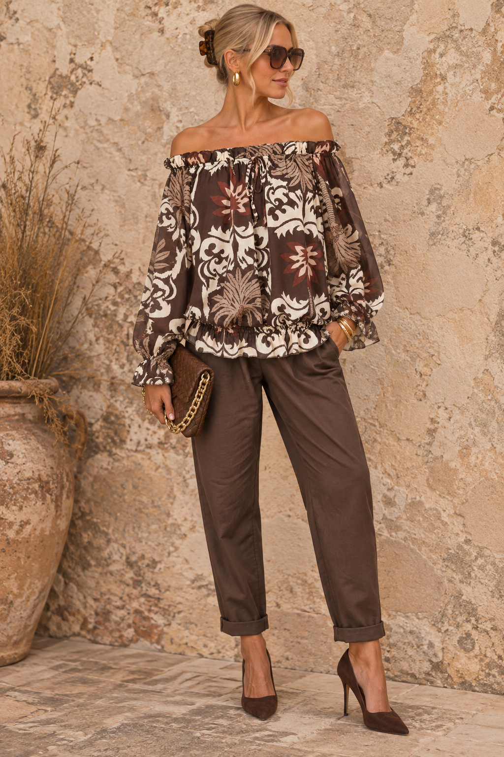 Pietra Abstract Palm Top Chocolate