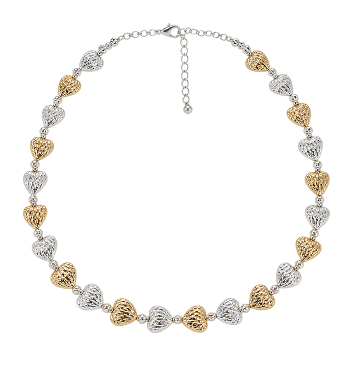 Textured Heart Necklace Two Tone