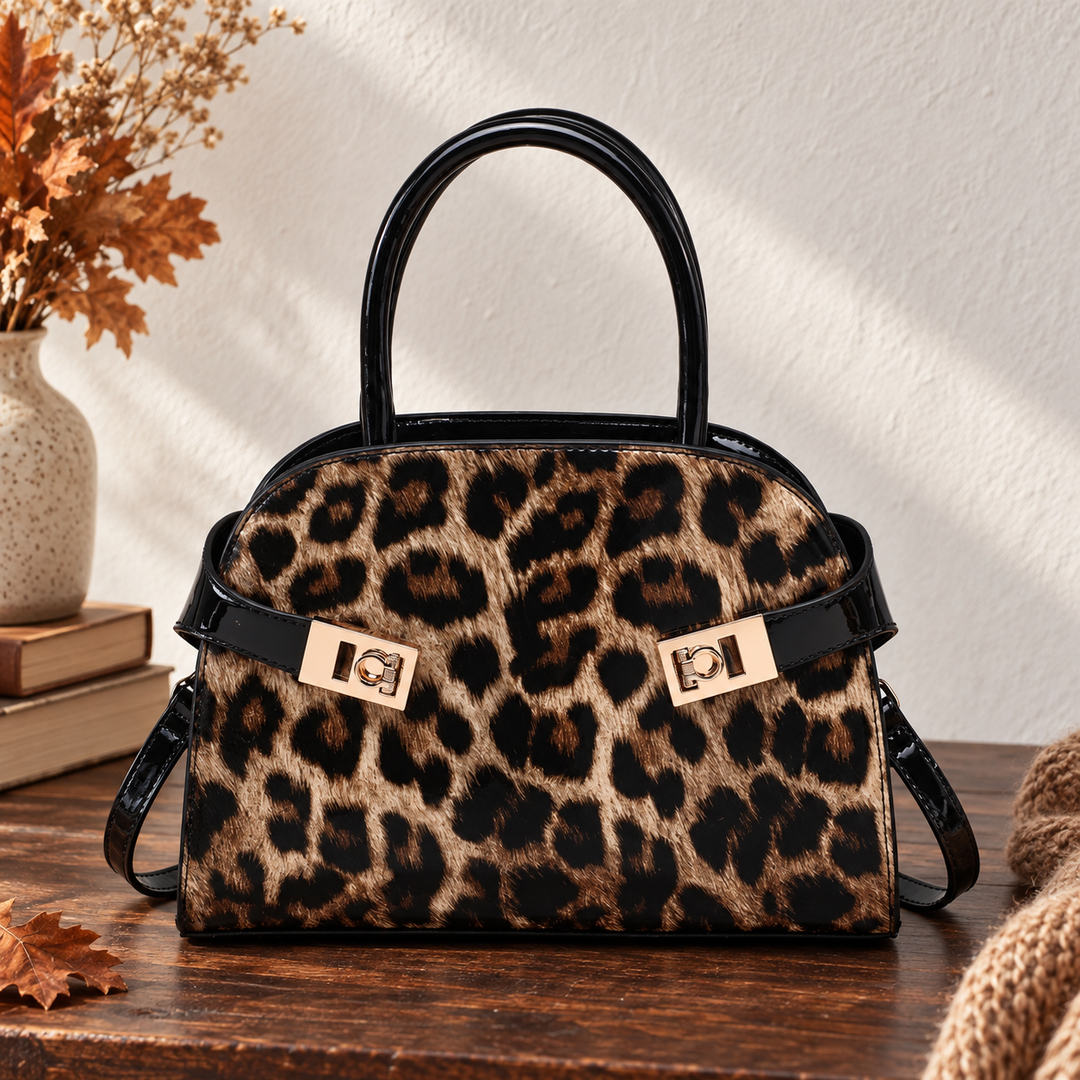 Roxie Glossy Leopard Bag Chocolate