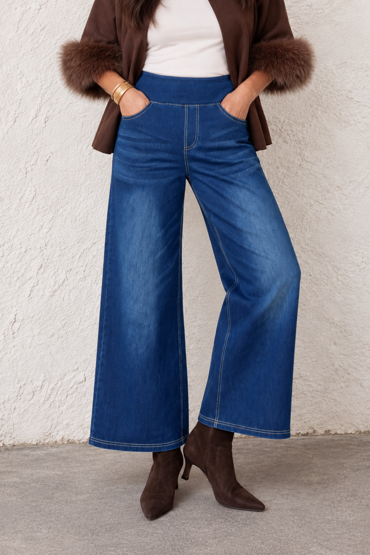 Jade Wide Leg Stretch Jeans Indigo