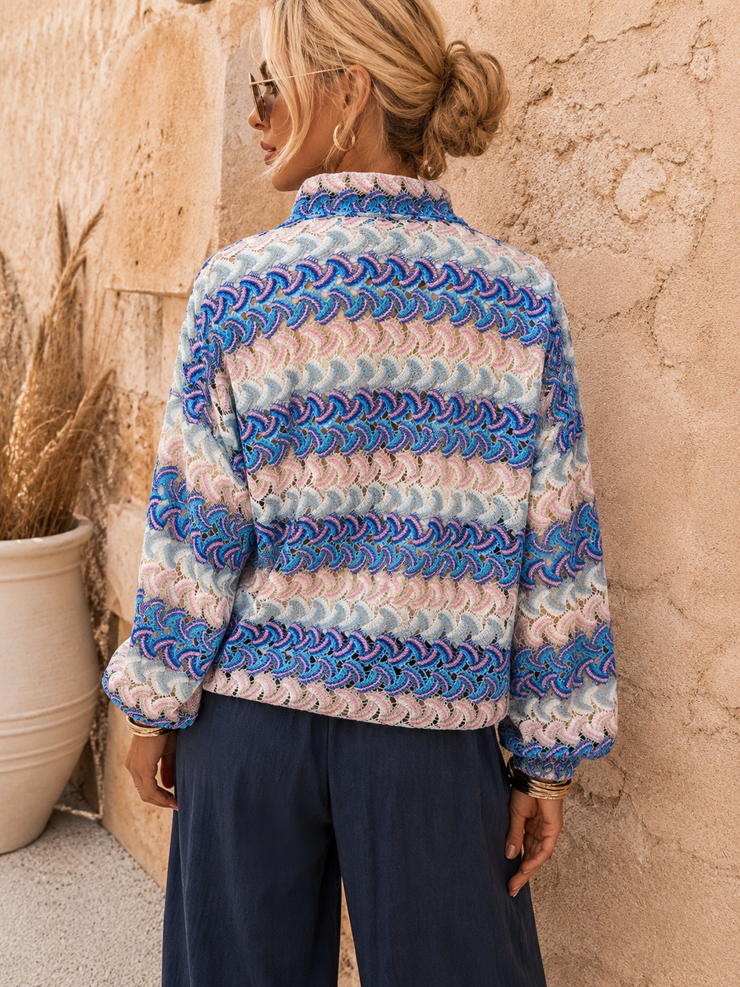 Ocean Wave Zip Mesh Jacket Blue