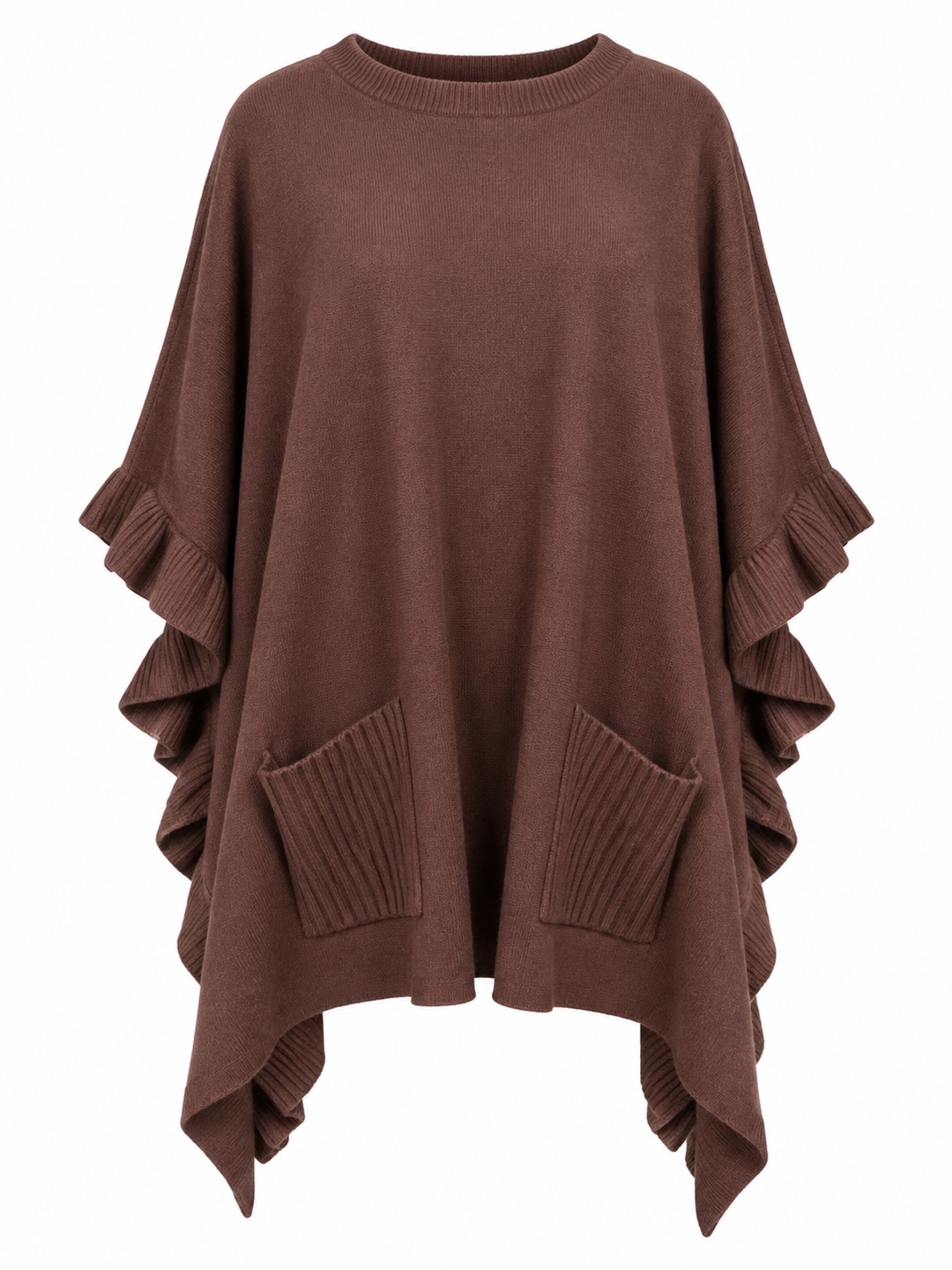 Stevie Ruffled Edge Poncho Chocolate