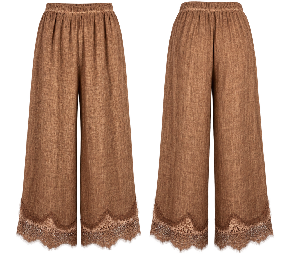 Etta Linen Lace Trousers Toffee