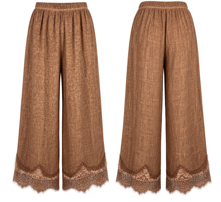 Etta Linen Lace Trousers Toffee