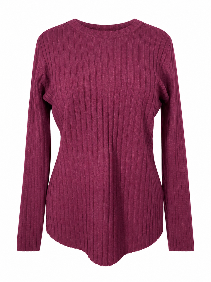 Tammy Rib Scoop Neck Top Plum