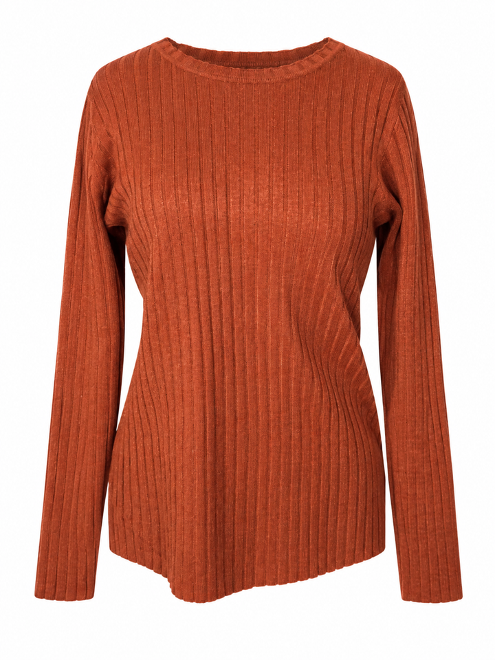 Tammy Rib Scoop Neck Top Pumpkin