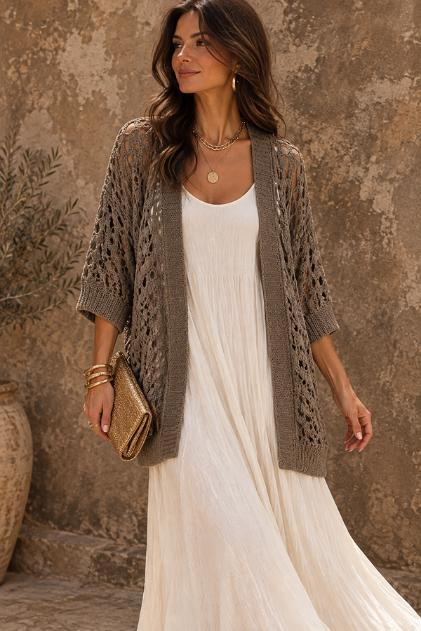 Elena Crochet Cardigan Chocolate