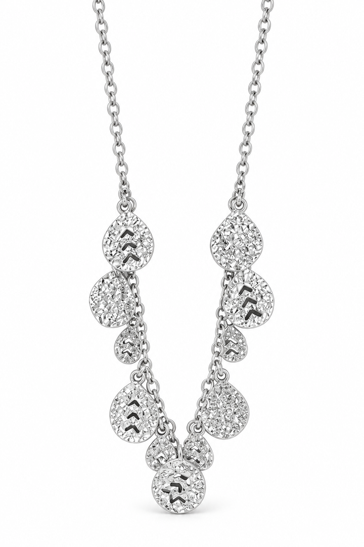 Textured Chevron Necklace Silver