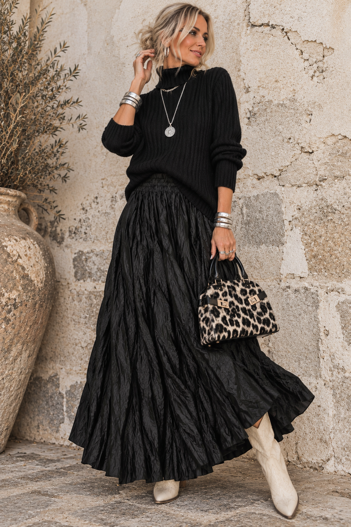 Shirelle Crinkle Maxi Skirt Black
