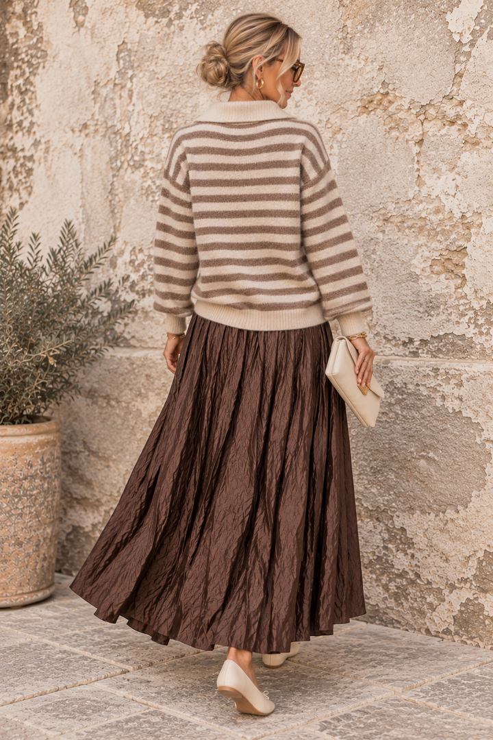 Shirelle Crinkle Maxi Skirt Chocolate