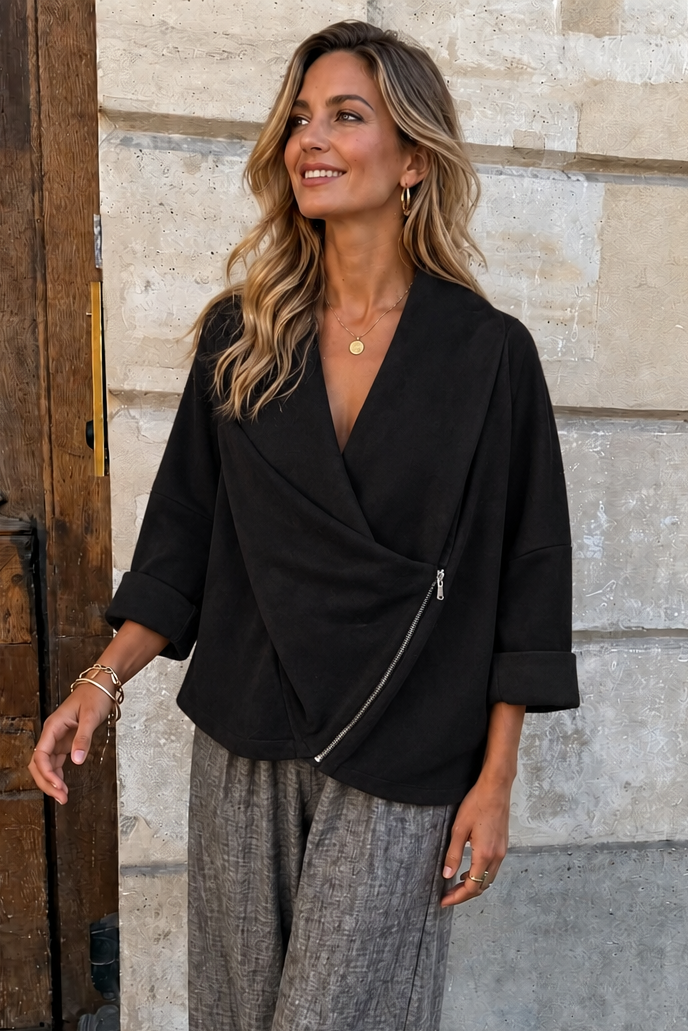Urban Drape Faux Suede Jacket Black