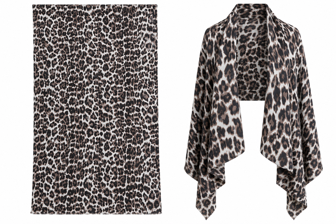 Roxie Leopard Print Scarf Grey