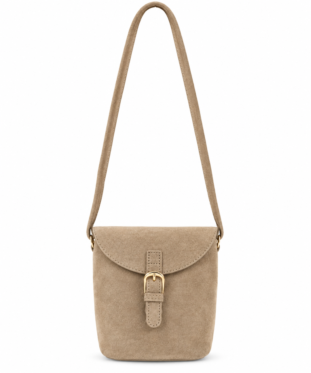 Mabel Faux Suede Messenger Bag Beige